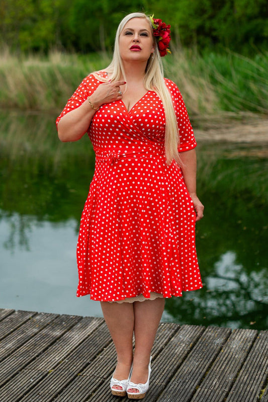 Matilda Red Polka Dot Wrap Dress