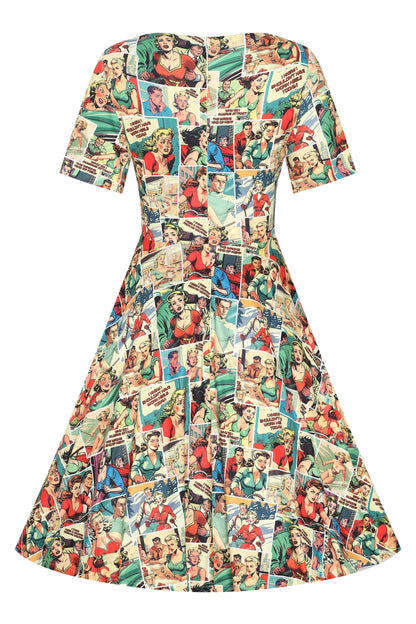 Brenda Retro Comic Book Print Dress