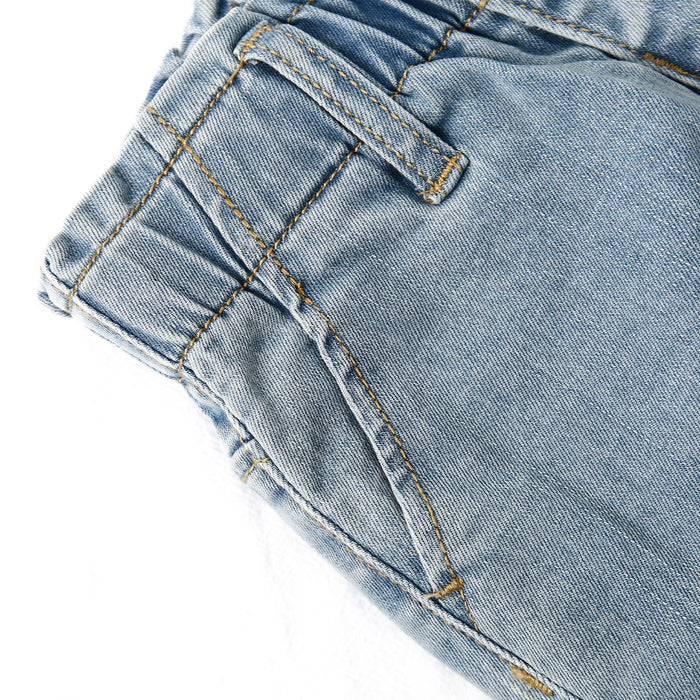 Ripped Denim Elastic Band Jeans