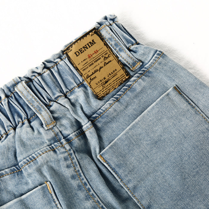 Ripped Denim Elastic Band Jeans