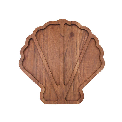 A Scallop Acacia Wood Sectional Server.