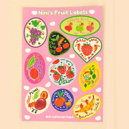 Studio Narine - Fruit Labels– A6 Sticker Sheet