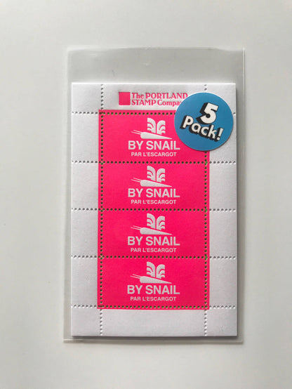 The Portland Stamp Company - By Snail - Escarglo - Lick & Stick Stamps- 5-pack