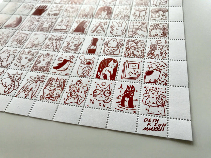 The Portland Stamp Company - Creatures by Deth P. Sun - Lick & Stick Stamps