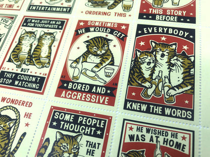 The Portland Stamp Company - Drunk Cats - Lick & Stick Stamps