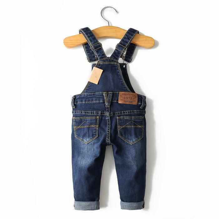 Baby & Toddler Adjustable Blue Washed Slim Jeans Overalls - Kidscool Space