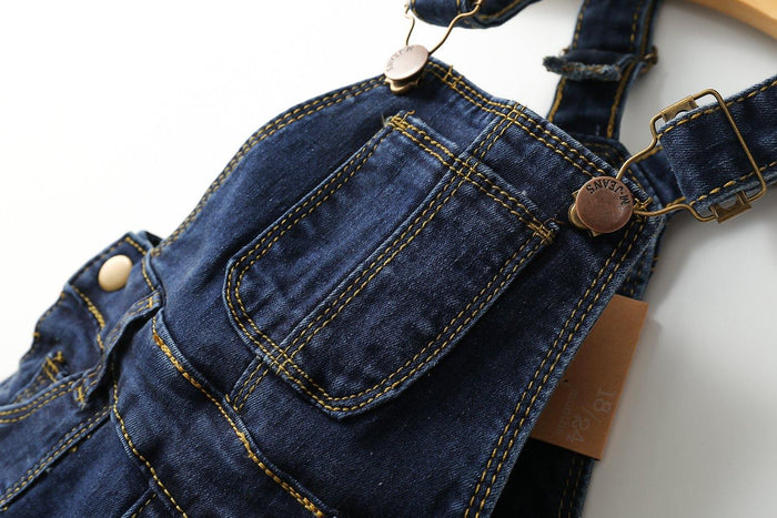 Baby & Toddler Adjustable Blue Washed Slim Jeans Overalls - Kidscool Space