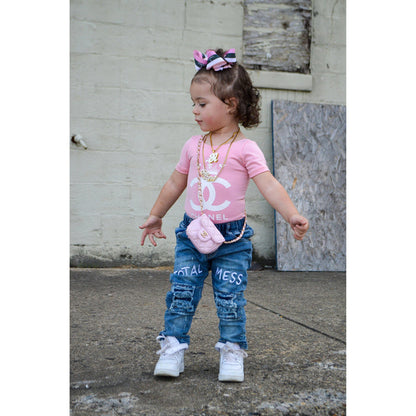 Toddler Elastic Distressed Ripped Denim Pants