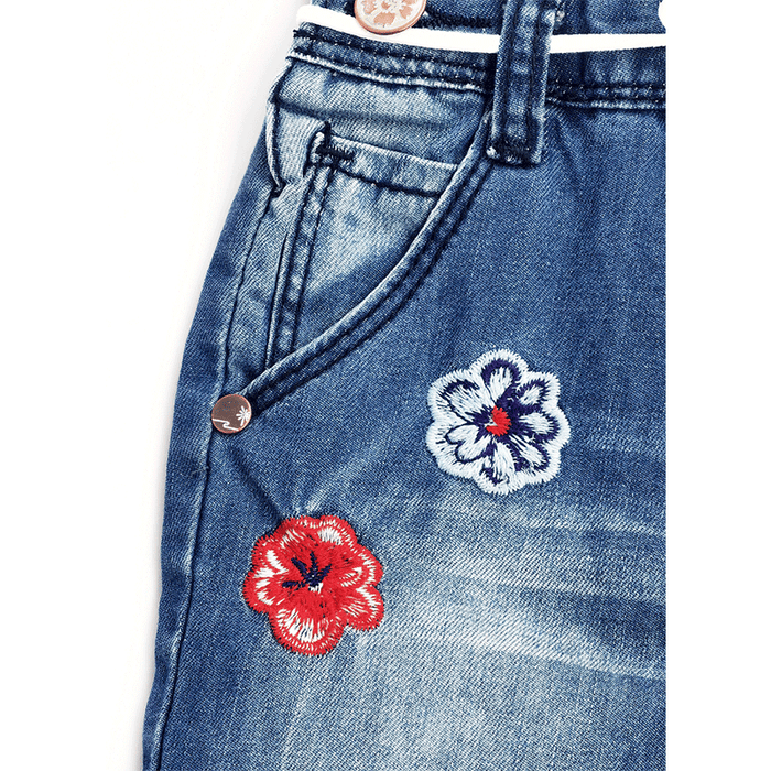 Toddler Embroidery Girls Denim Overalls
