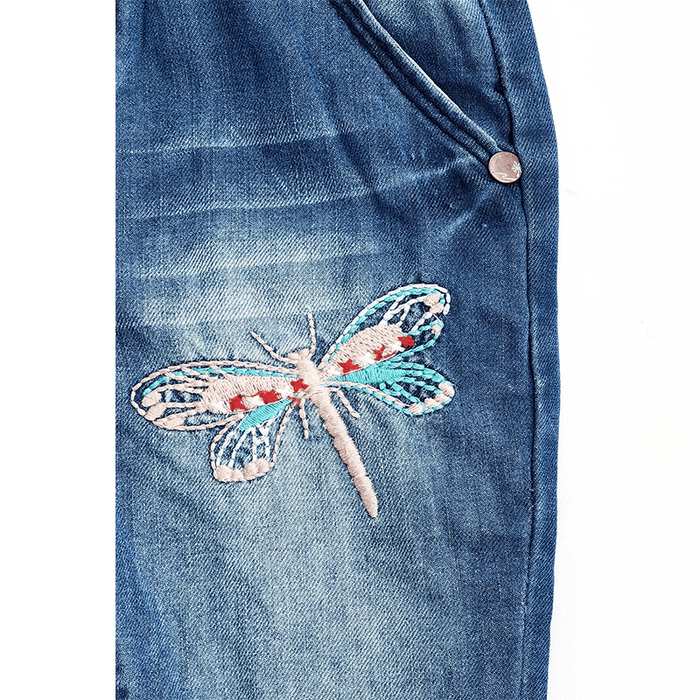 Toddler Embroidery Girls Denim Overalls