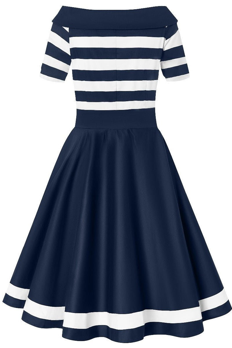 Darlene Nautical Navy & White Striped Swing Dress