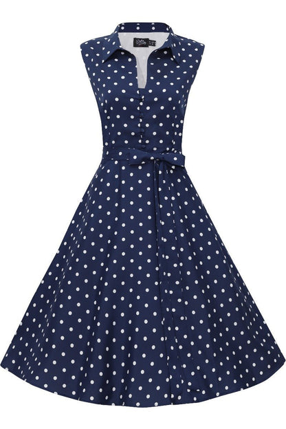 Poppy Blue Polka Dot Shirt Dress